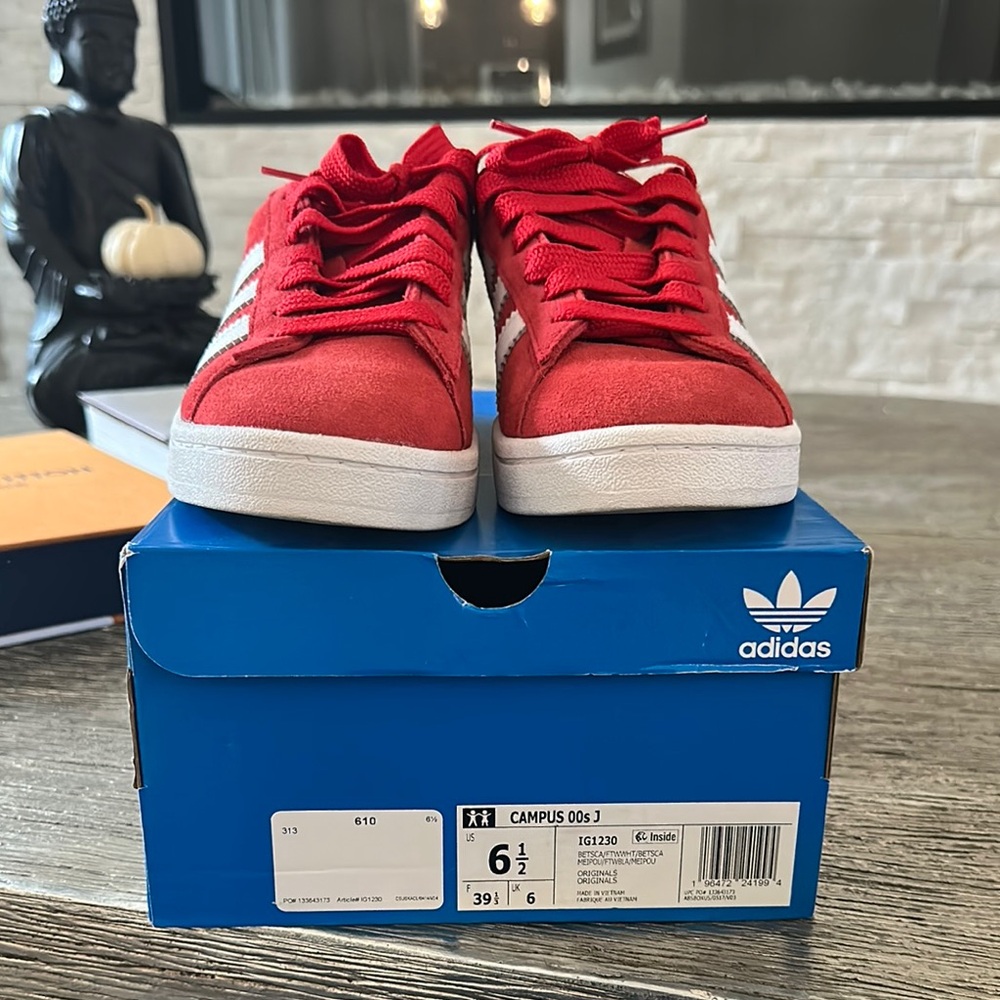 Adidas Kids/Womens Red Campus Sneakers